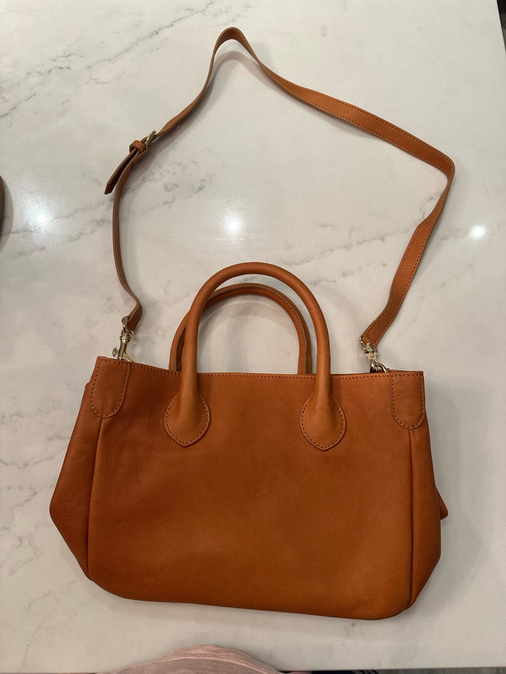 Mark & Graham Leather Satchel in Cognac Brown